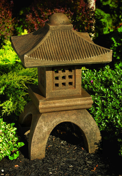 Pagoda Square Garden Sculpture Asian Temple Artwork Cement Statue